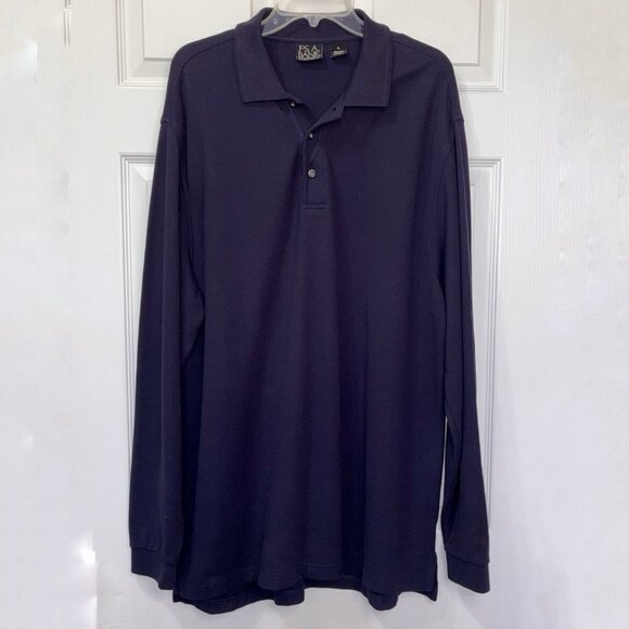 Jos. A Bank Travelers Collection Knit Polo Mens XL Long Sleeve Navy Blue Casual - Picture 1 of 8